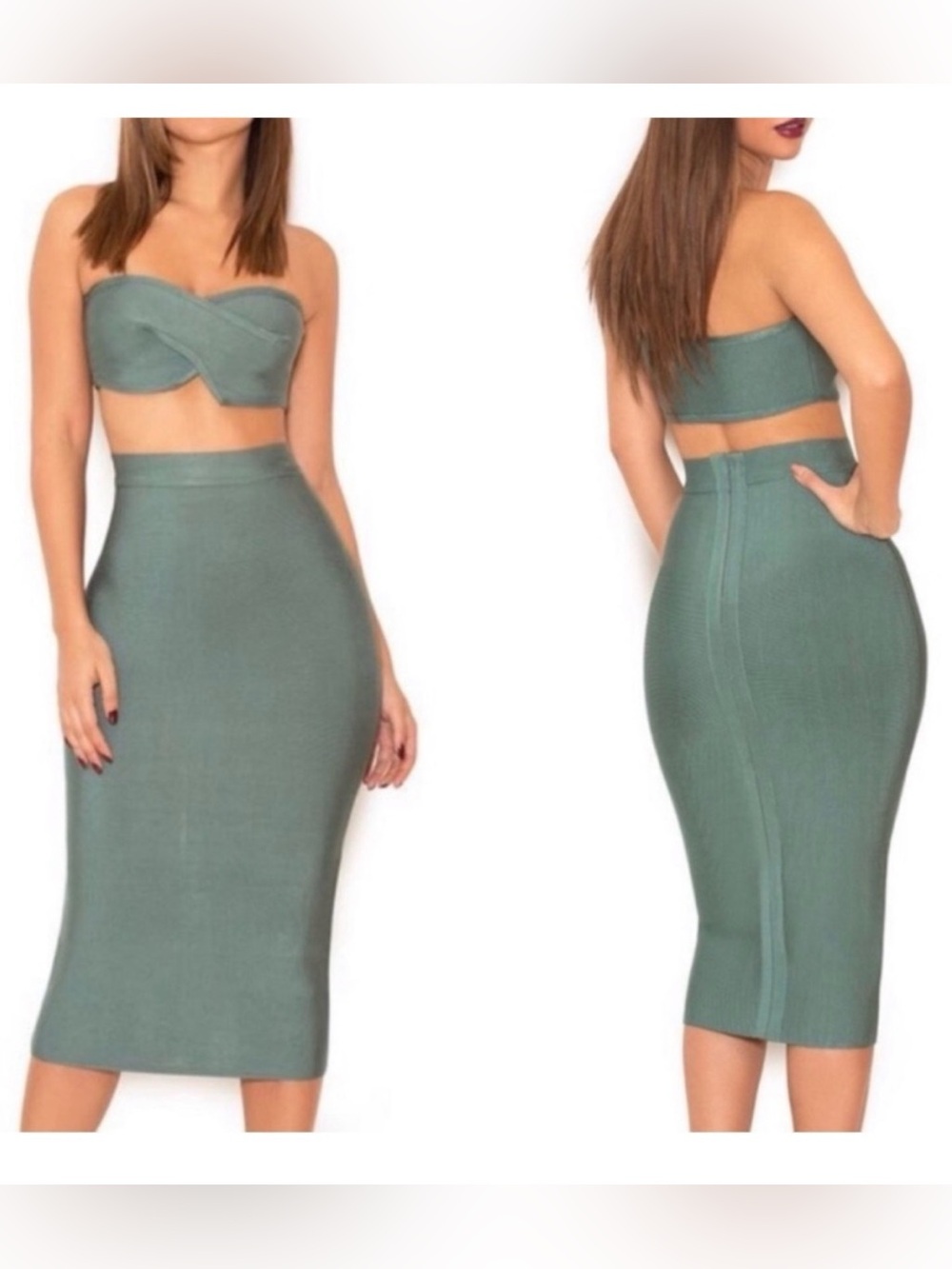 House of CB Suiza Bandage Midi Pencil Skirt Aqua Green Size XS